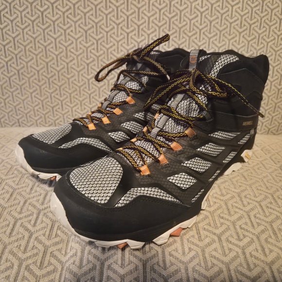 MERRELL Moab FST Mid Waterproof Black Ankle Boots Hiking Shoes Mens Size 13 - Picture 3 of 5